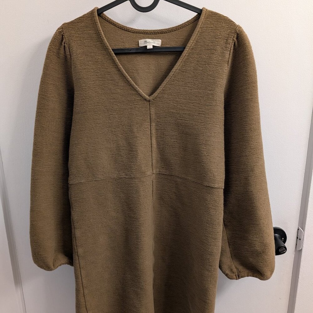 Madewell olive/brown ribbed dress - 100% cotton. Size large.